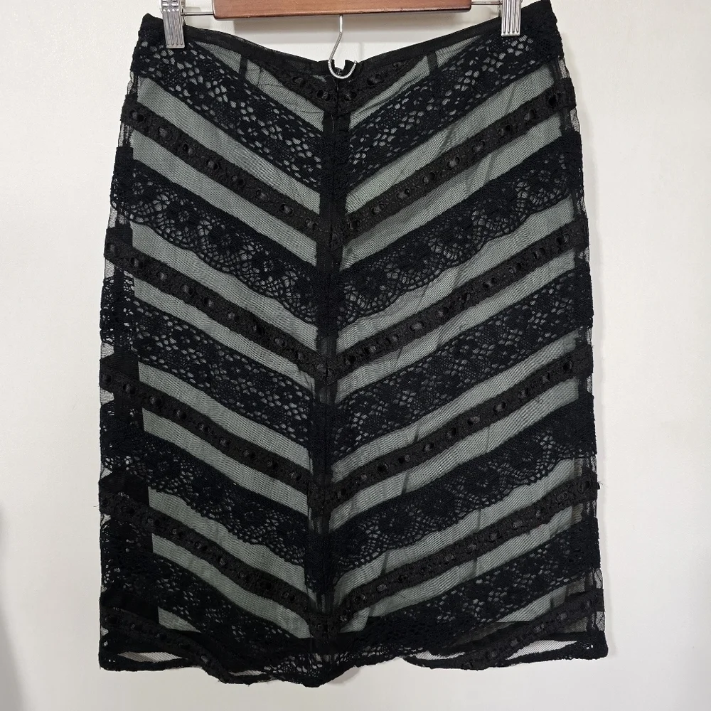 Vintage Y2k 90s Black and Baby Blue Lace Striped Skirt - Picture 5 of 8